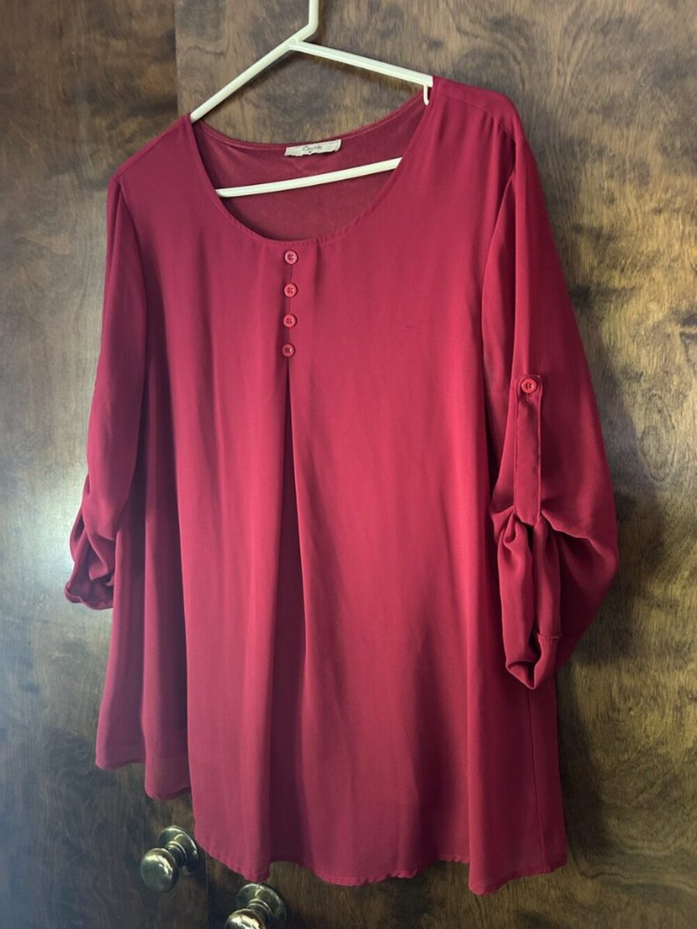 Cestyle Magenta Long Sleeve Top with Tie Cuffs XL
